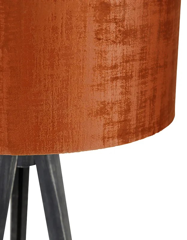 Lampada da terra a treppiede nera con paralume rosso 50 cm - Tripod Classic