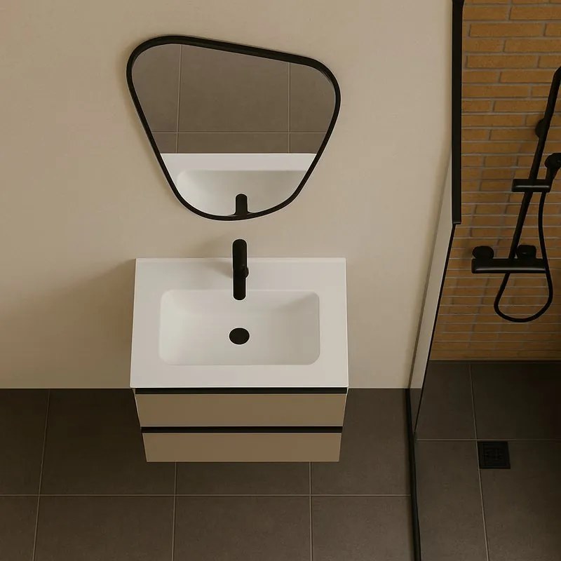 Mobile da bagno sospeso sotto lavabo Fusion L60 H40 P45 cm nocciola, 2 cassetti
