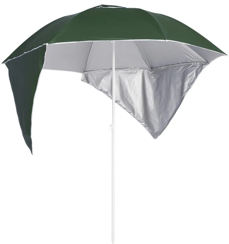 Ombrellone Da Spiaggia Con Teli Laterali Verde 215 Cm /