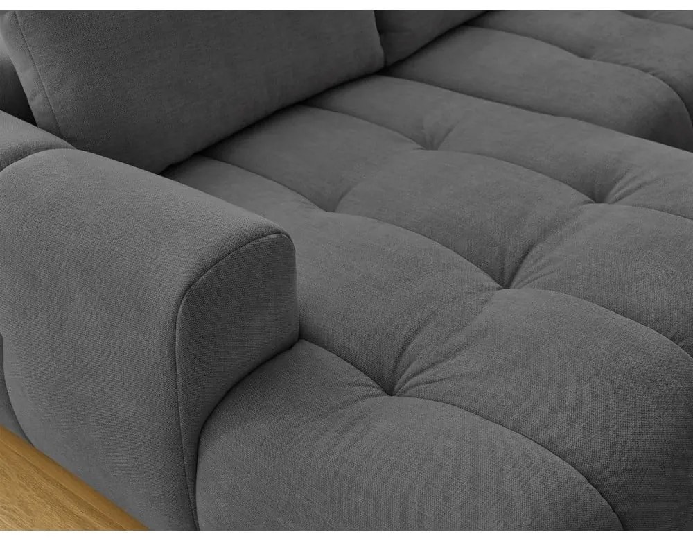 Divano angolare grigio scuro allungabile e con contenitore (penisola a destra/a U) Fuji – Bobochic Paris