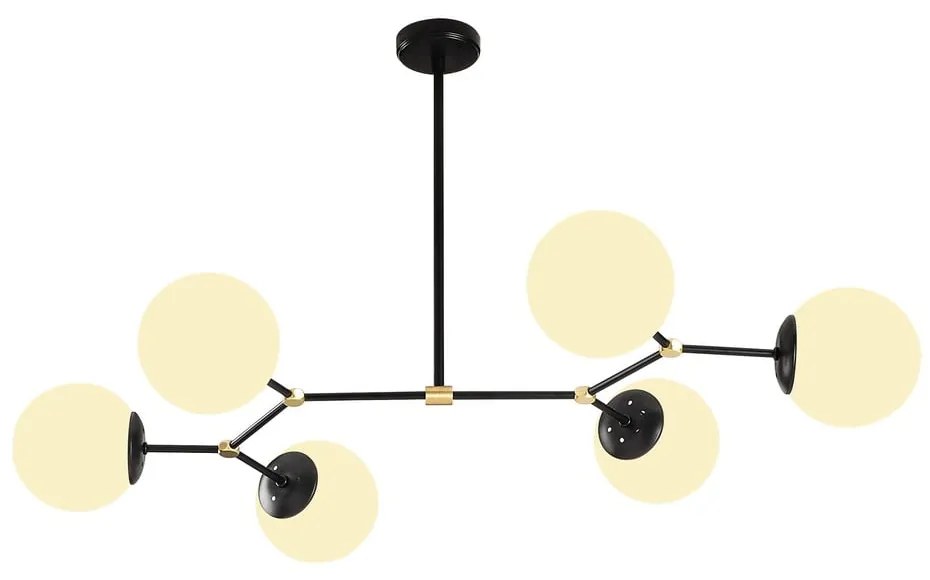 Apparecchio a sospensione nero per 6 lampadine Damar Orizzontale - Opviq lights