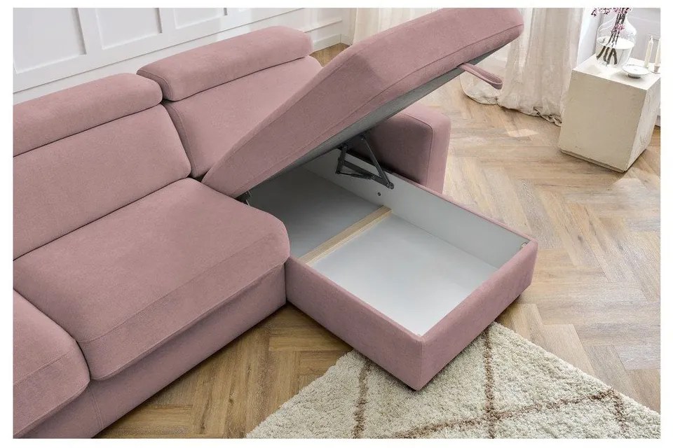 Divano angolare rosa allungabile (con composizione variabile) Monaco – Bobochic Paris