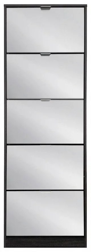 Scarpiera Susie: 5 Ante Legno Grigio Scuro, Specchio Incorporato