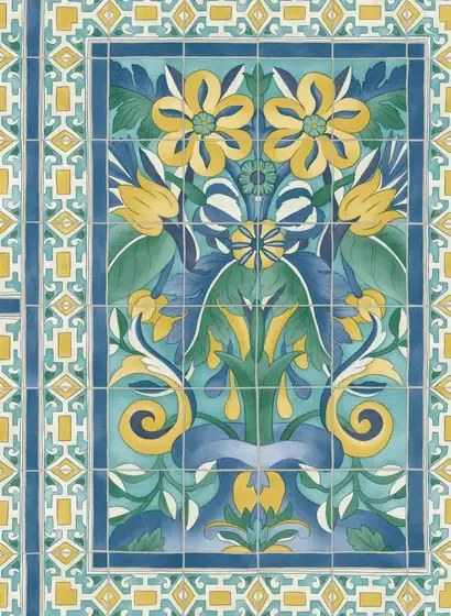 Cole & Son Carta da parati Triana - Canary Yellow/ China Blue