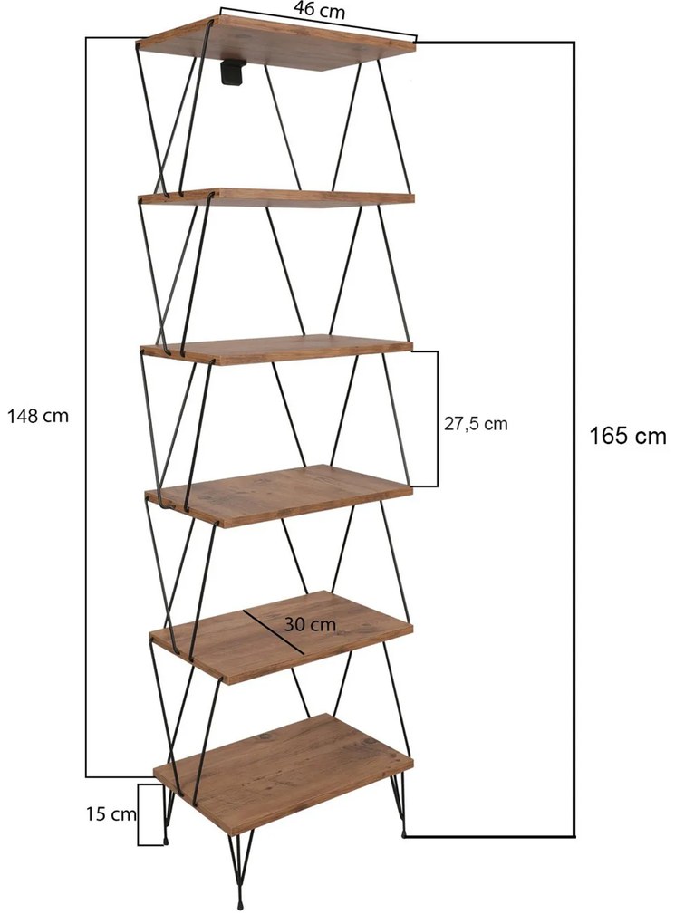 Libreria 5 ripiani 46x165x30 cm Balaban