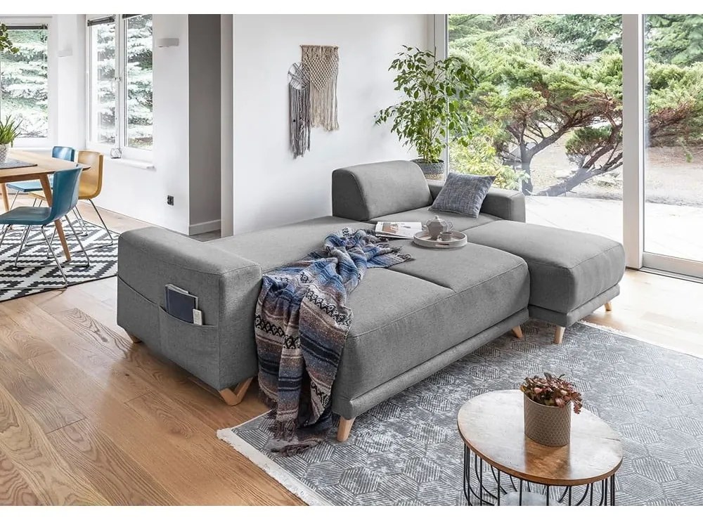 Divano angolare grigio allungabile e con contenitore Classy Sophie – Miuform