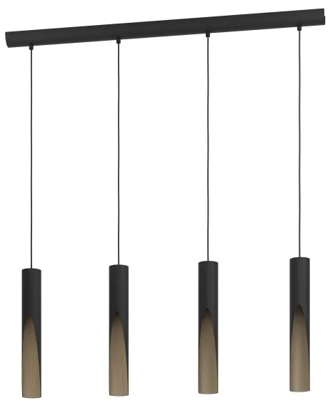 Eglo 901733 - Lampadario LED a sospensione con filo BARBOTTO 4xGU10/4,5W/230V 3000K nero/marrone