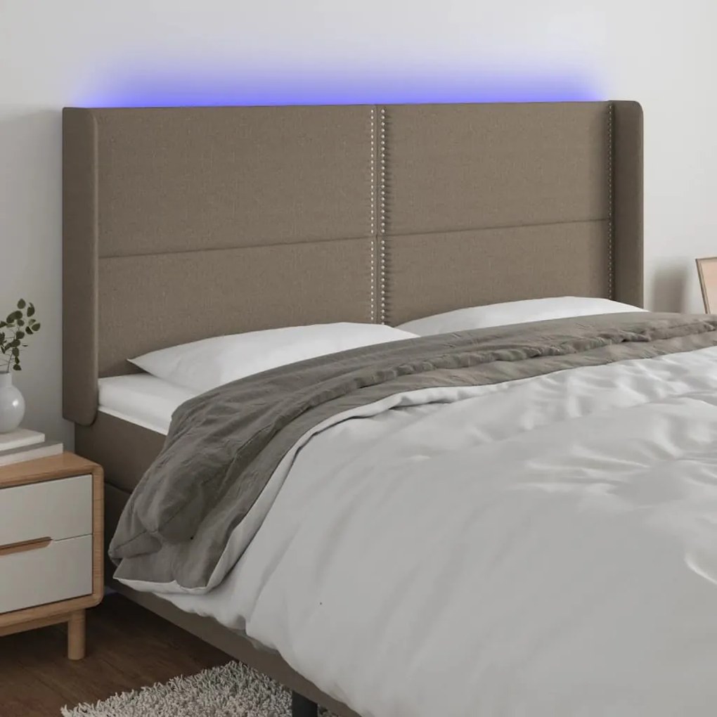 Testiera A Led Tortora 183x16x118/128 Cm İn Tessuto /