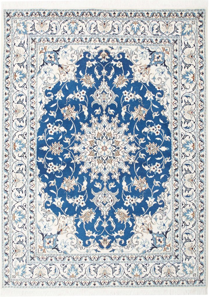 Nain Tappeto 150 x 200 Blu (Iran) Annodato A Mano