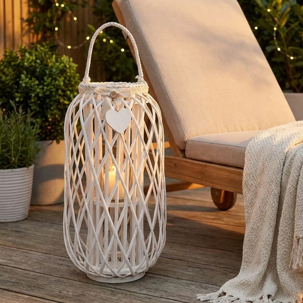 GENEVIEVE - lanterna in vimini tondo 18 x 76 cm