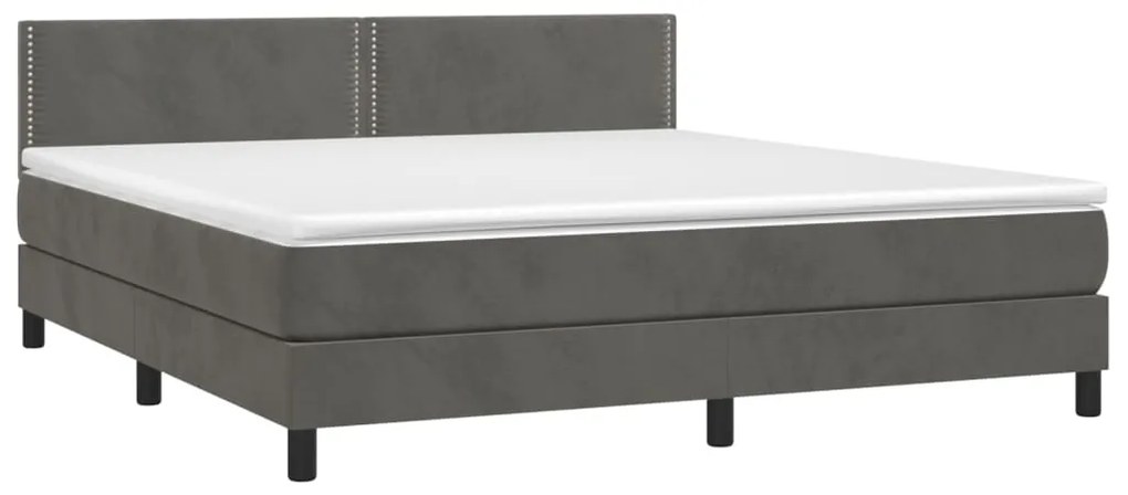 Giroletto a molle con materasso grigio scuro 160x200 cm velluto