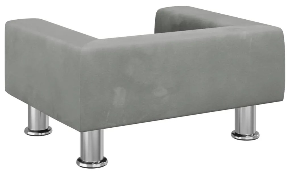 Divano per bambini grigio chiaro 50x40x26,5 cm in velluto
