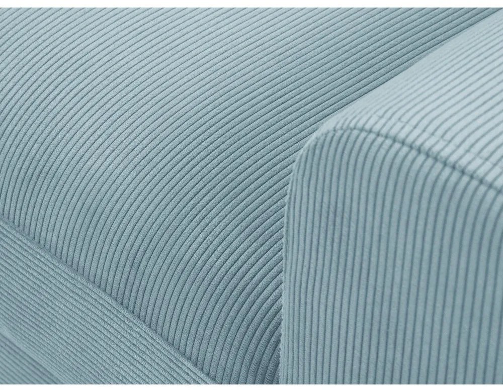 Divano angolare azzurro allungabile e con contenitore (con penisola a sinistra/con chaise lounge) con rivestimento in velluto a coste Kyoto – Cosmopolitan Design