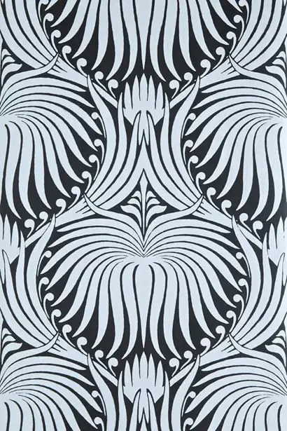 Farrow & Ball Carta da parati Lotus - Pitch Black/ Parma Gray