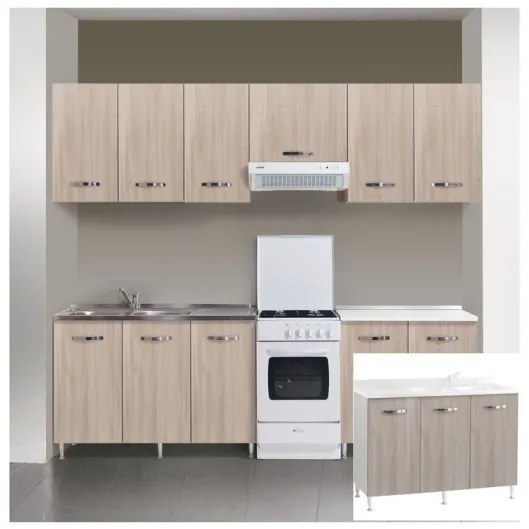 Kit Cucina Base 3 Ante 120X50Xh85 Cm Senza Lavello Olmo