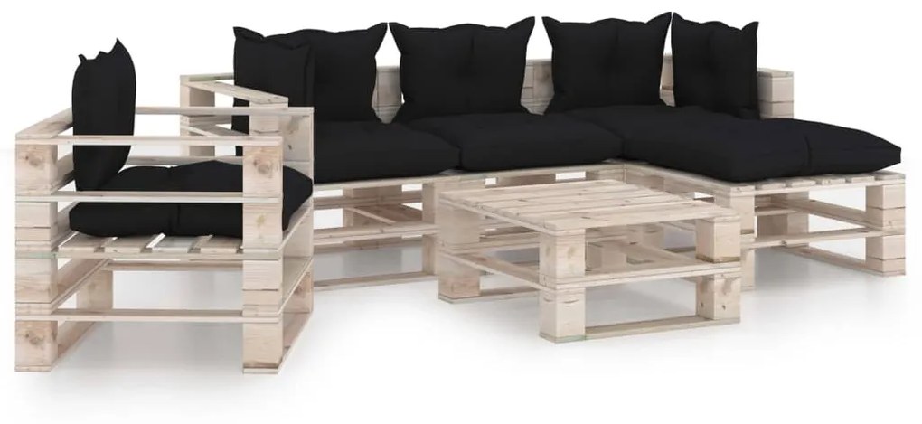 Set divani da giardino pallet 6 pz con cuscini in legno di pino