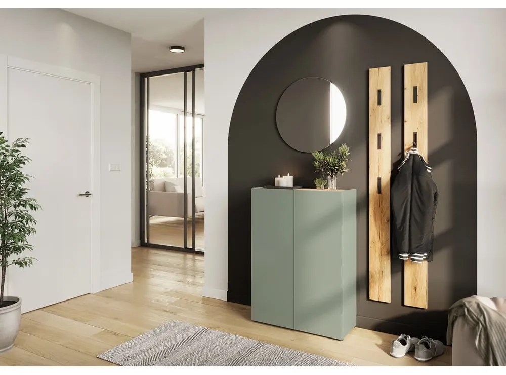 Set di mobili da ingresso verde chiaro con effetto rovere 74x200x33 cm Alviano – Germania