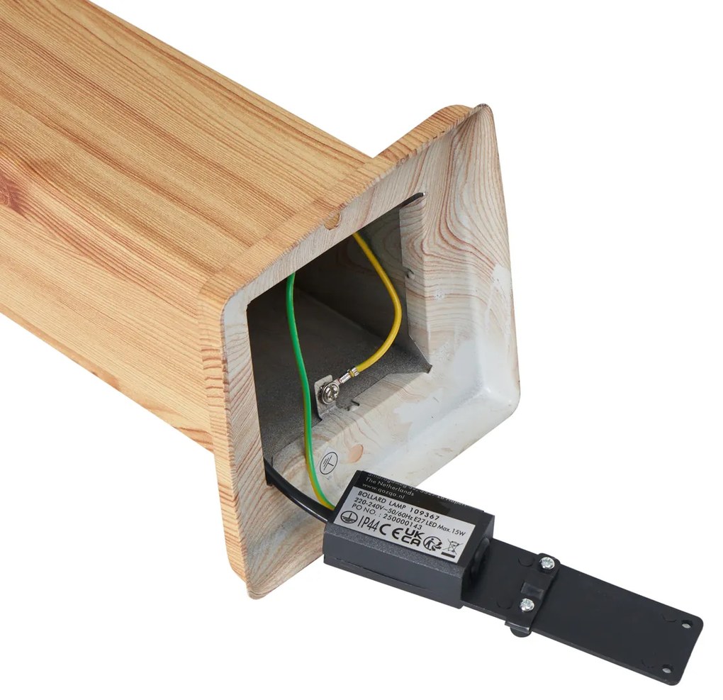 Lampada da terra moderna da esterno in acciaio con stampa legno 45cm IP44 - Malois