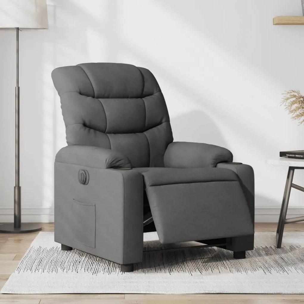 Poltrona Elettrica Reclinabile Grigio Scuro İn Tessuto /