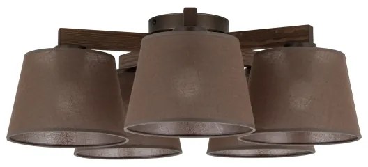 Brilagi - Lampadario da soffitto LATTE 5xE27/15W/230V pino/marrone