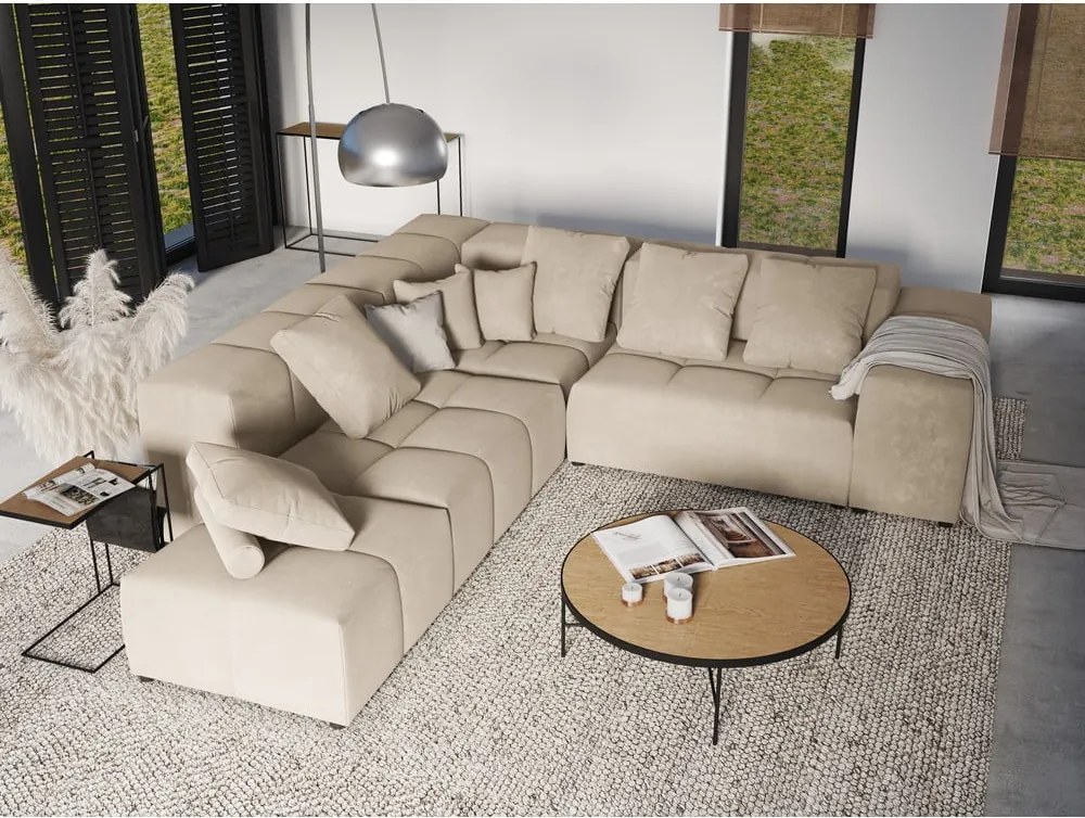 Cuscino in velluto beige per divano componibile Rome Velvet - Cosmopolitan Design