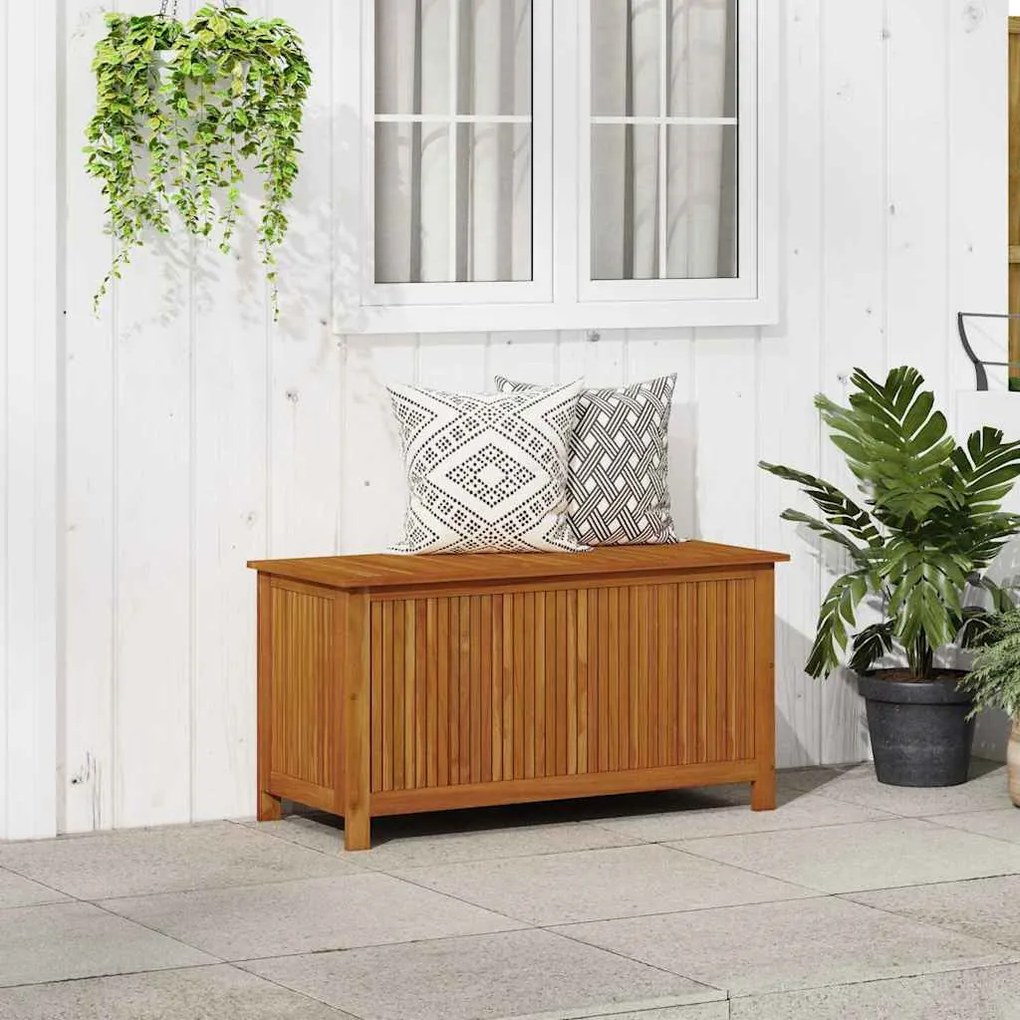Contenitore Da Giardino 113x50x58cm İn Legno Massello Di Acacia /