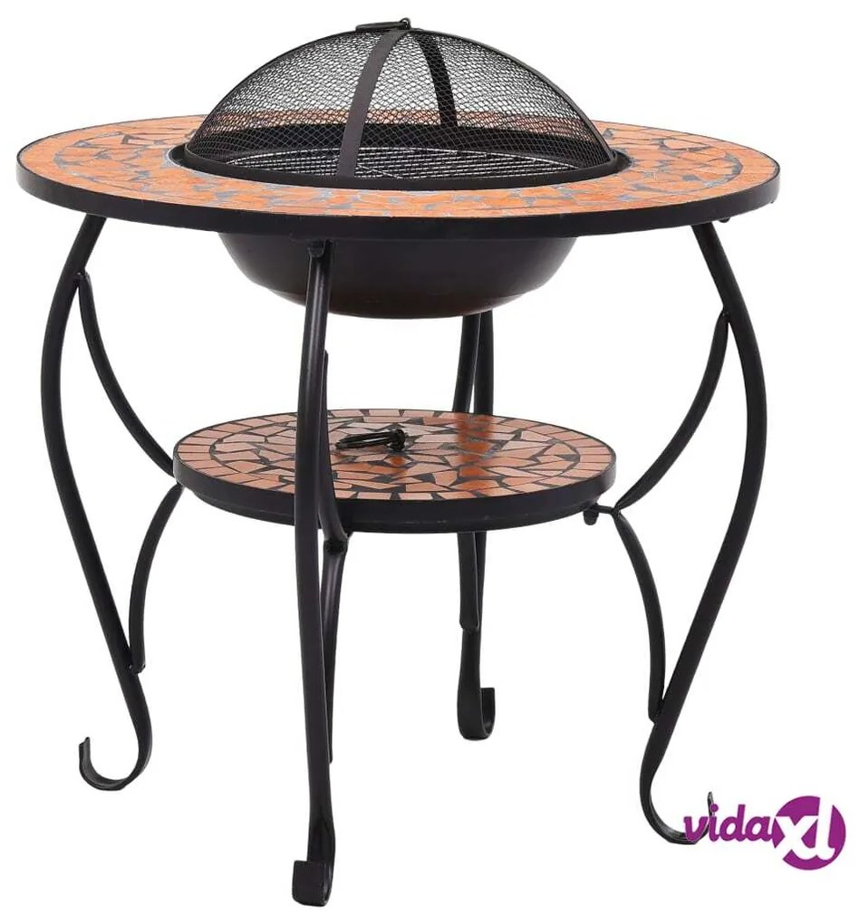 vidaXL Tavolo con Braciere a Mosaico Terracotta 68 cm in Ceramica
