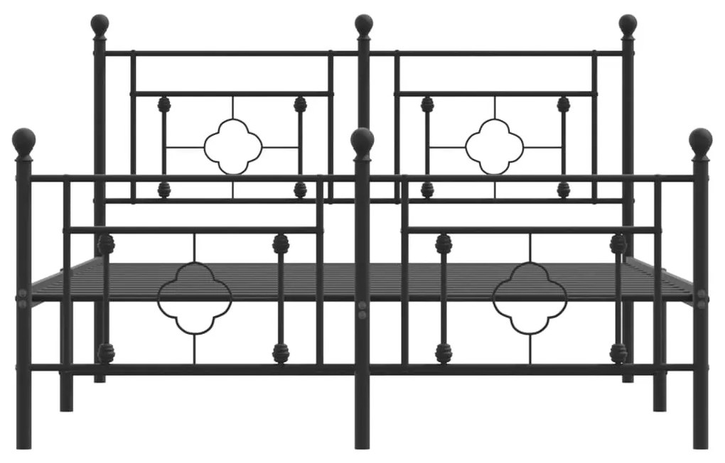 Giroletto con Testiera e Pediera Metallo Nero 135x190 cm