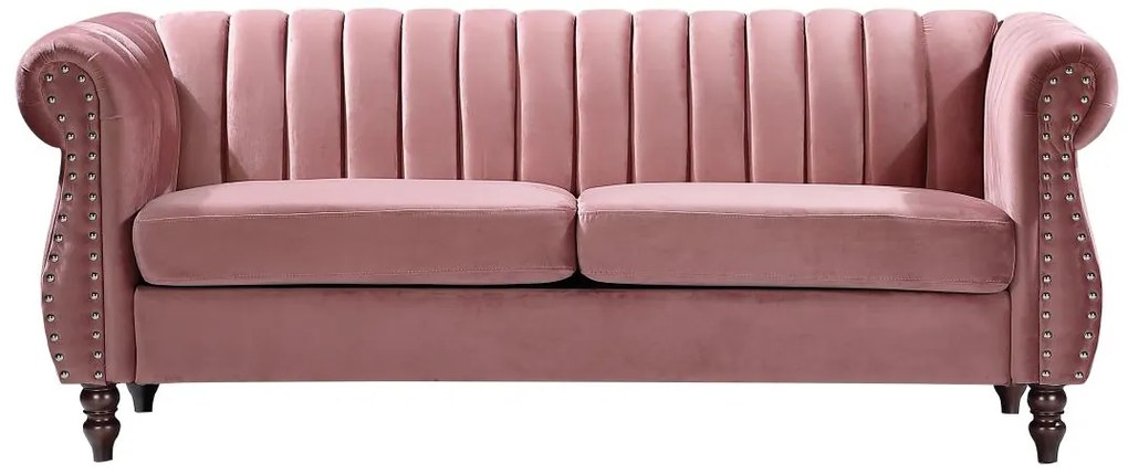 Divano Chesterfield 3 posti in Velluto Rosa antico - TRUMBO