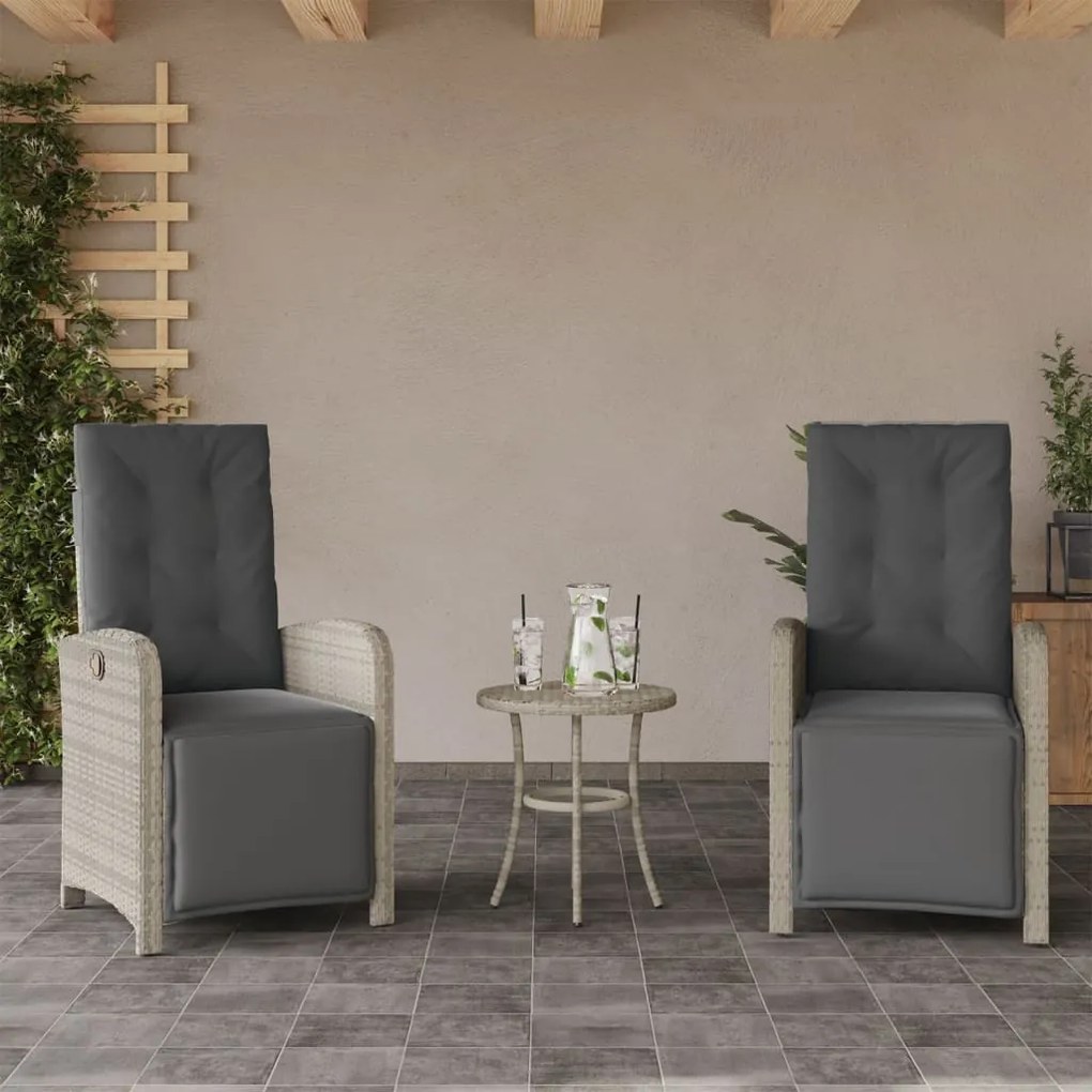 Sedie da giardino reclinabili 2 pz con poggiapiedi polyrattan