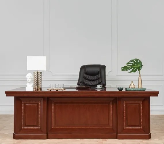 Scrivania studio classica in legno di noce lunga 2,4 metri B710-Arrediorg.it