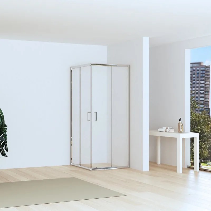 Box doccia angolo 90x90 altezza 170cm vetro anticalcare trasparente | CHIARA EDGE-Q - KAMALU