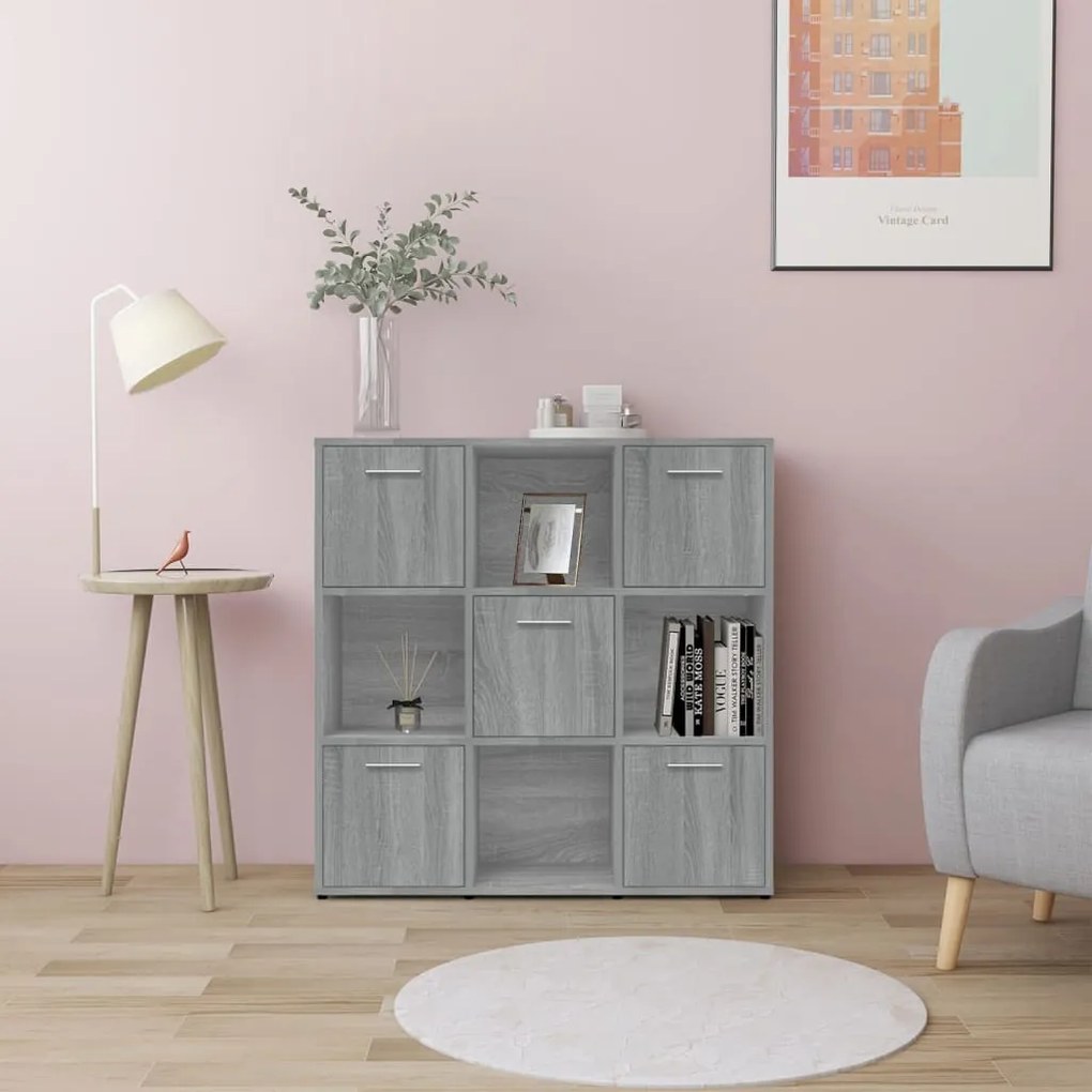 Libreria Grigio Sonoma 90x30x90 Cm İn Legno Multistrato /
