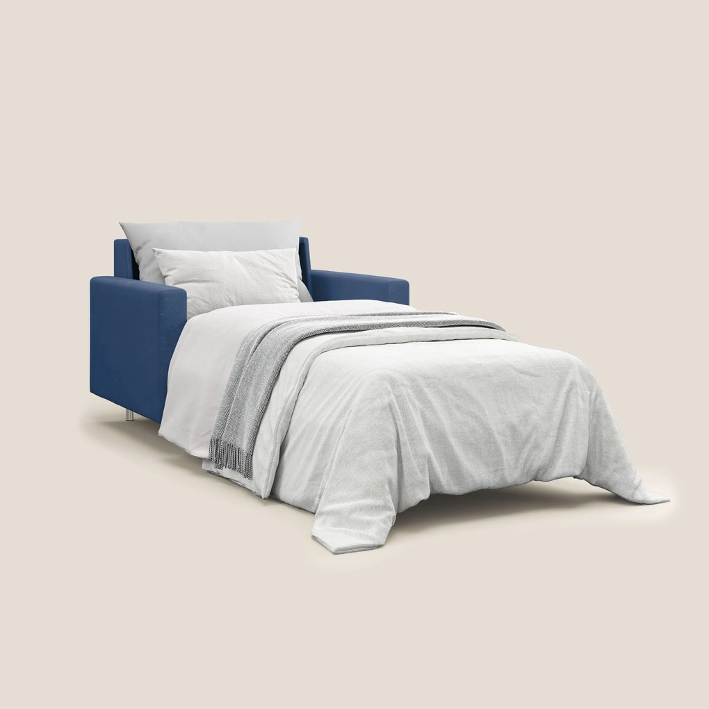 Megan poltrona letto in microfibra smacchiabile T11 blu
