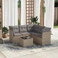 Set Divano da Giardino 6 pz con Cuscini Beige in Polyrattan 3217629