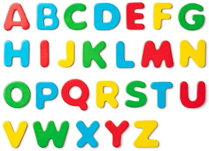 Lavagna "ABC" con lettere, rotolo di carta e bicchieri