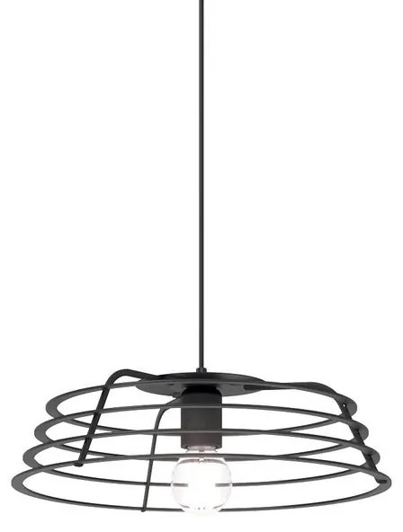 Lampadario Design Ra nero paralume bianco E27 Ø60cm