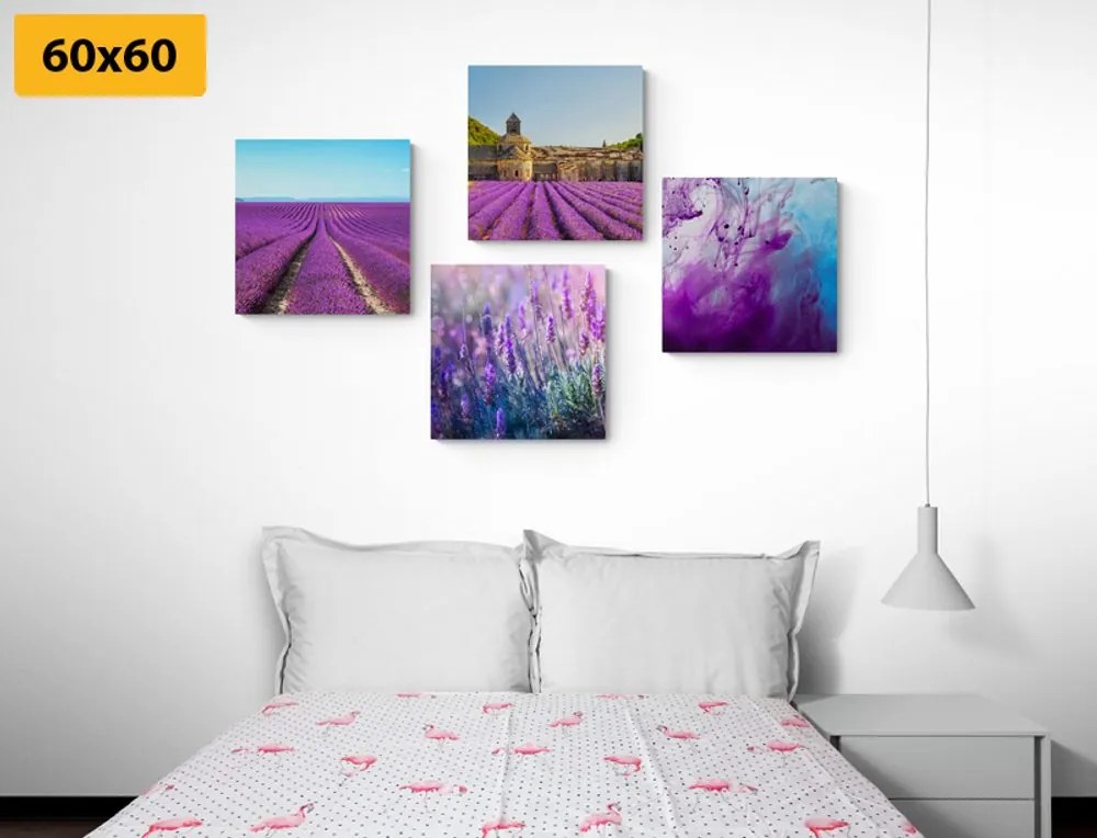 Set di quadri – Lavanda con astrazione