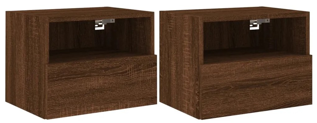 Mobili tv muro 2 pz rovere marrone 40x30x30cm legno multistrato