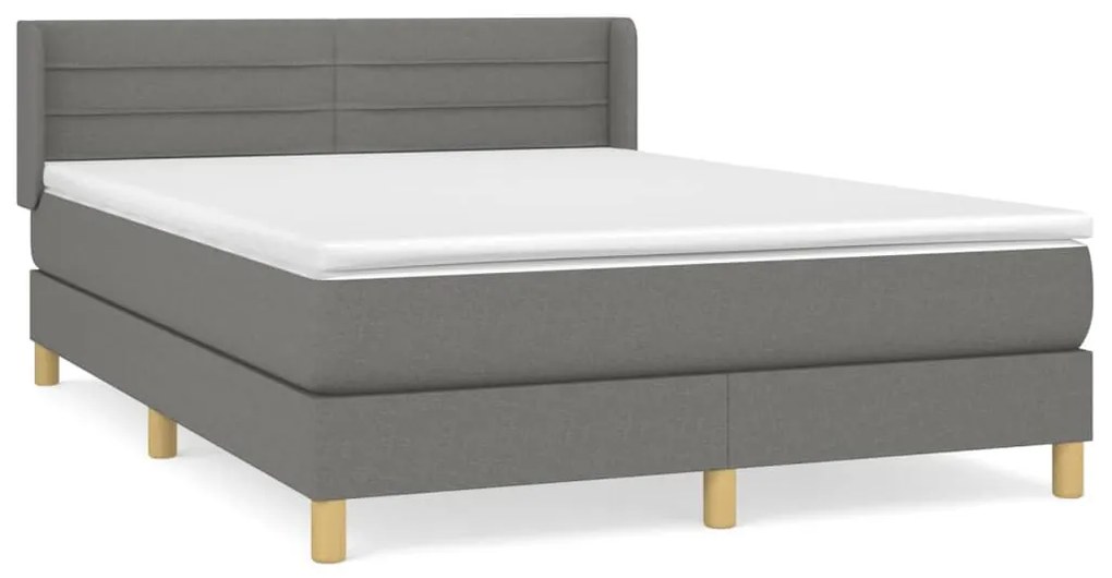 Giroletto a molle con materasso grigio scuro 140x190 cm tessuto