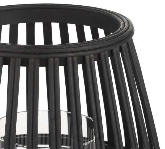 Eglo 422085 - Candeliere BUNAWAN 20x22 cm nero/bambù