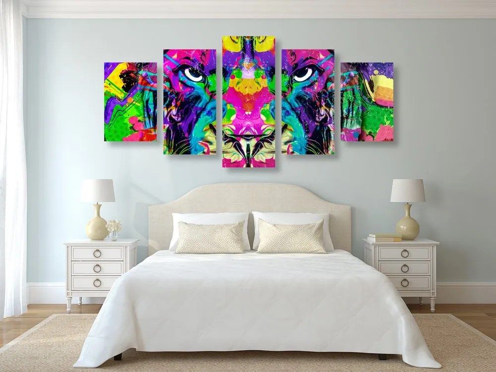 Quadri 5 pezzi – Predatore multicolore