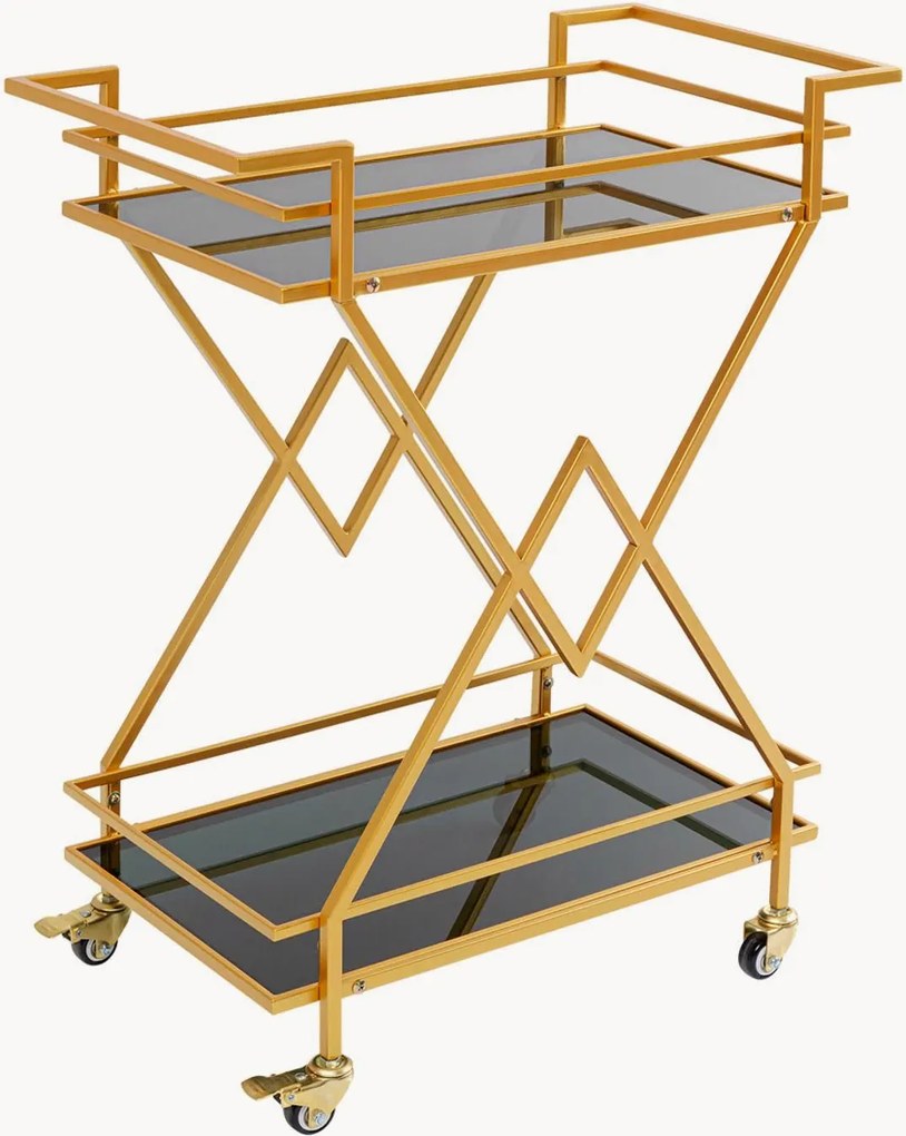 Carrello bar con ripiani in vetro Pyramids