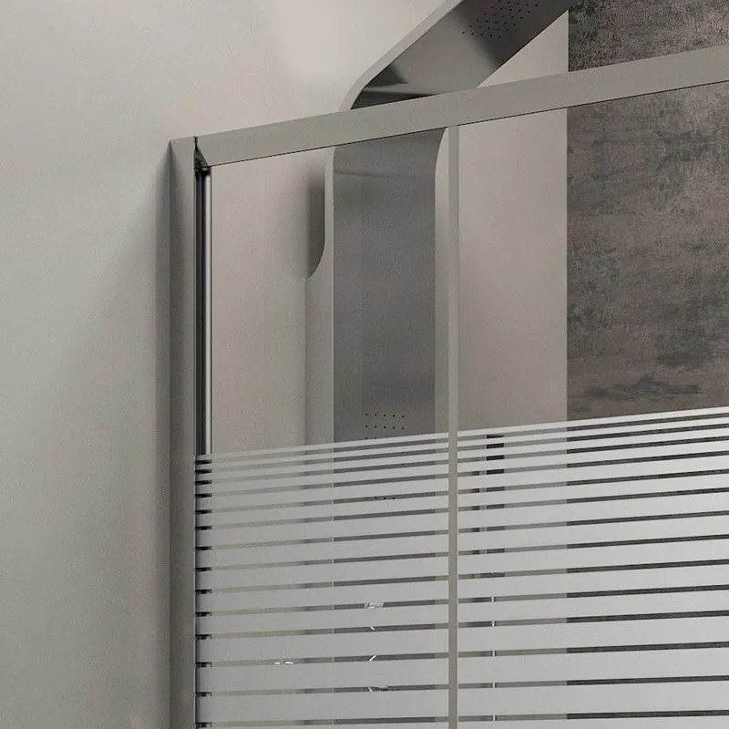 Kamalu - Box doccia 150x70 angolare laterale fisso 70cm con vetro serigrafato altezza 180  K410NS