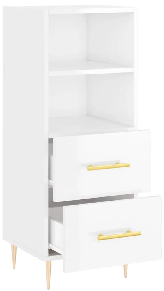 Credenza bianco lucido 34,5x34x90 cm in legno multistrato