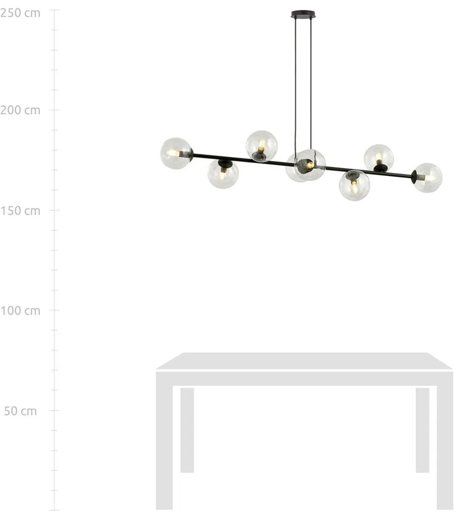 Lampadario a sospensione ROSSI 8 BL in acciaio e vetro 8xE14