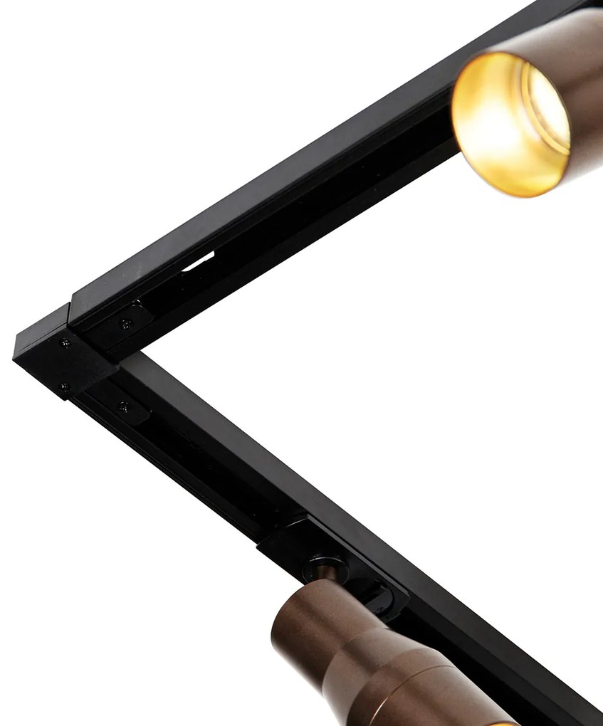 Sistema di illuminazione a binario moderno con 5 faretti bronzo scuro 1 fase - Iconic Kohua