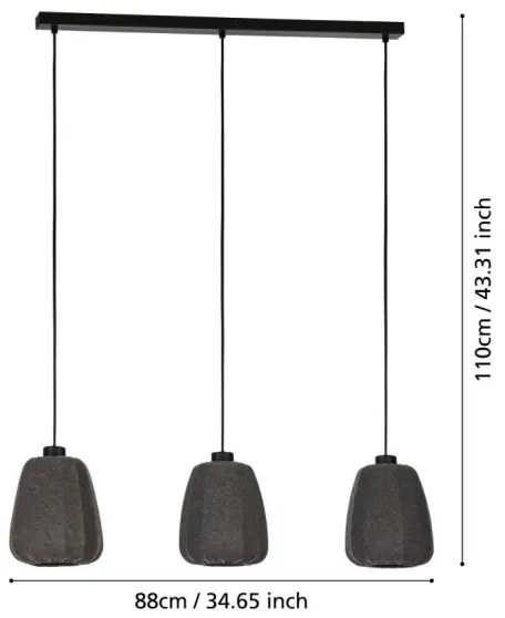 Eglo 43962 - Lampadario a sospensione con filo BARLASTON 3xE27/40W/230V
