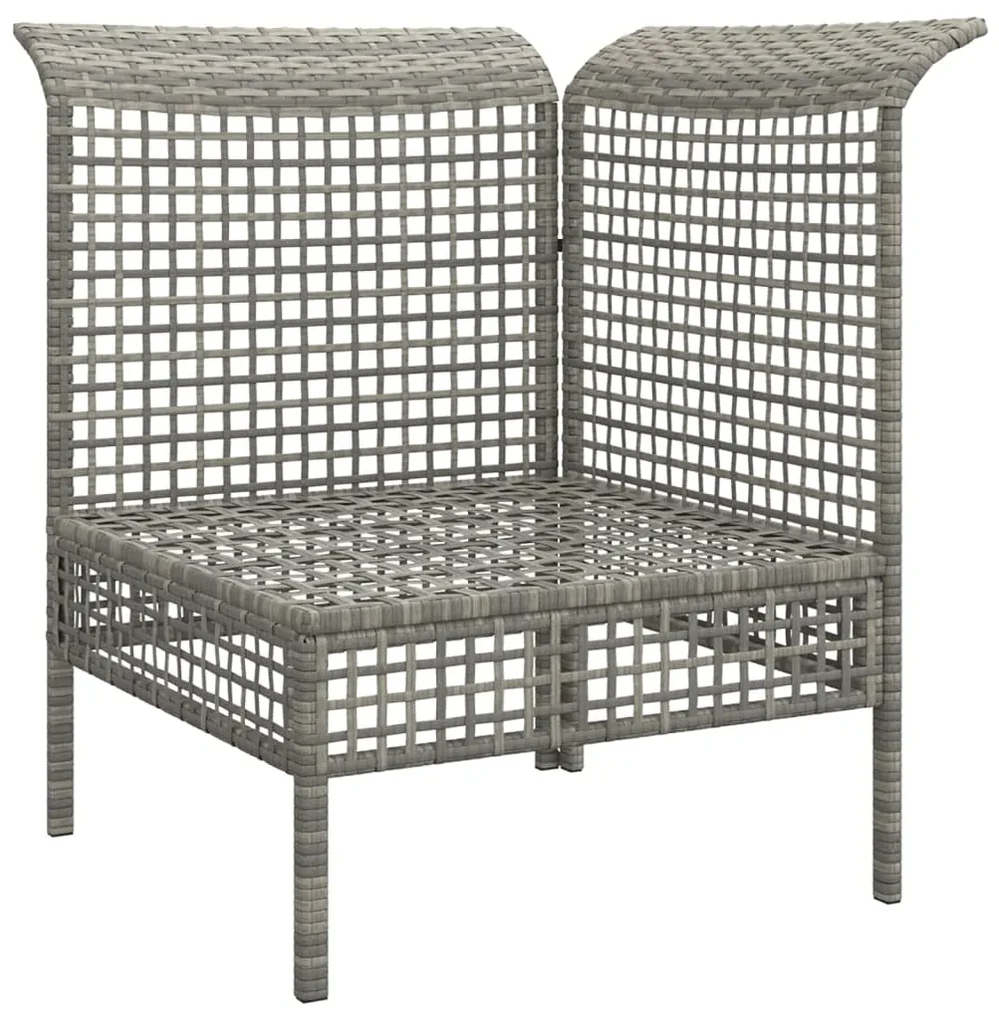 Divano angolare da giardino con cuscino in polyrattan grigio