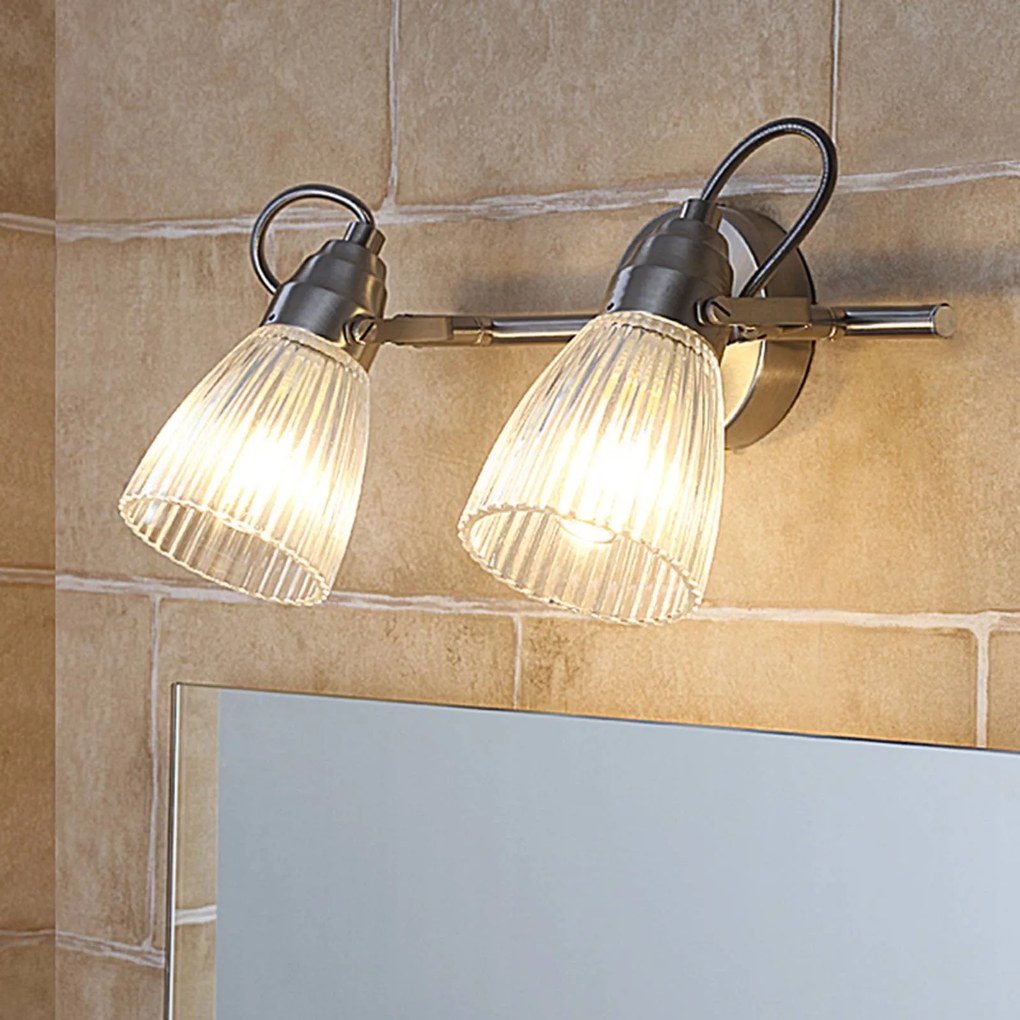 Lampada da parete Kara Lindby, dimmerabile, Alluminio / Grigio / Zincato, Bagno, Vetro, Moderno, Applique